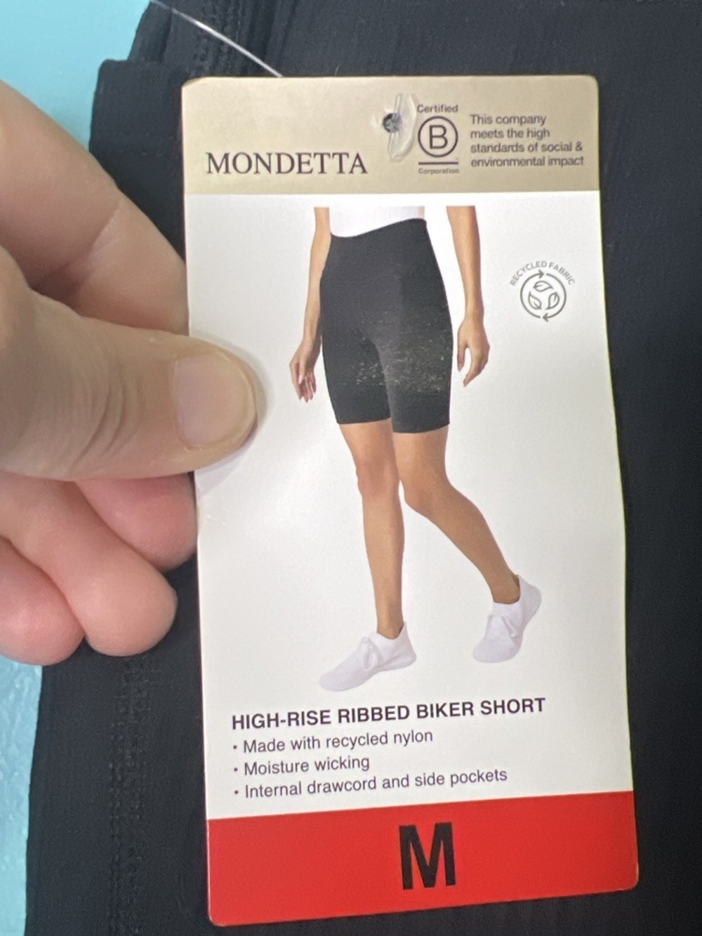 Mondetta Black Ribbed Performance Bike Shorts - Picture 3 of 3